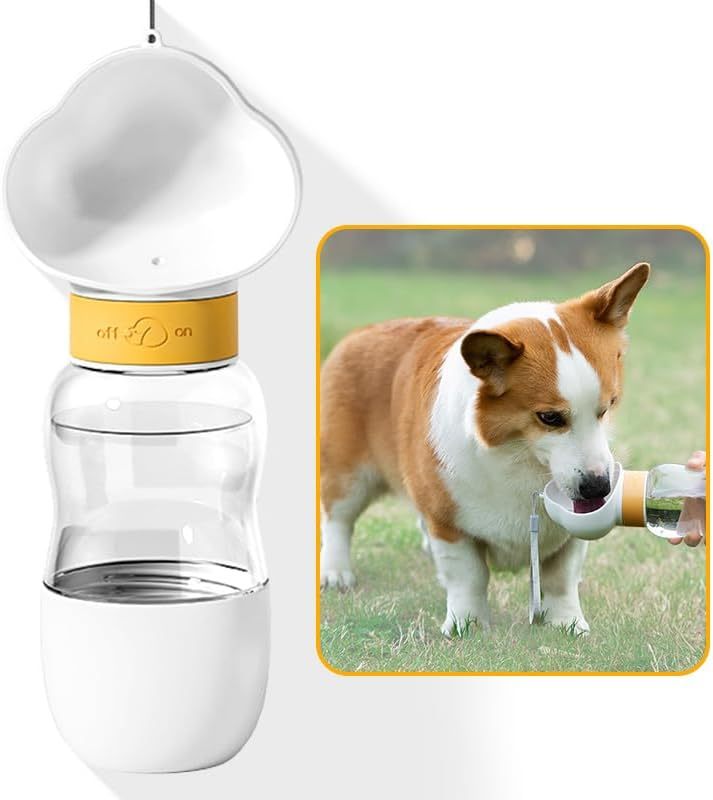 2 1 Portable Dog Water Bottle With Food Bowl Small Pet Food Container With Leak-Proof LidSuitable For Dogs And Cats 350ml Bottle 200ml Dog Dispenser For Hike Travel