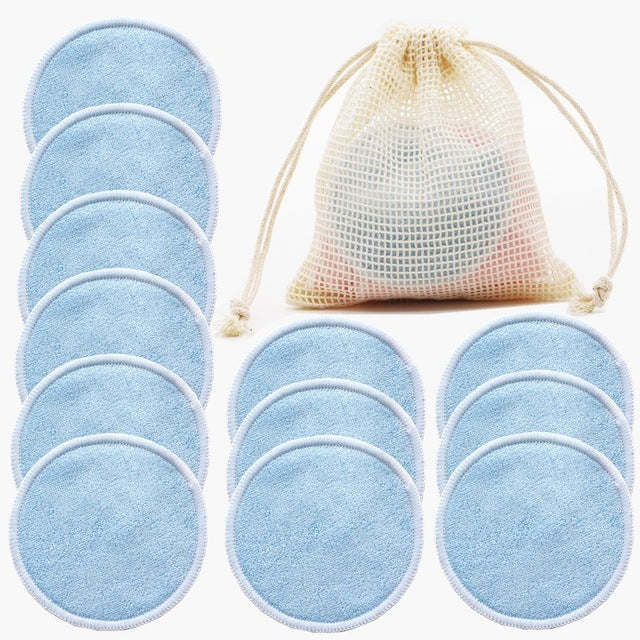 12PC Reusable Cotton Pads Makeup Remover Pads Washable Round